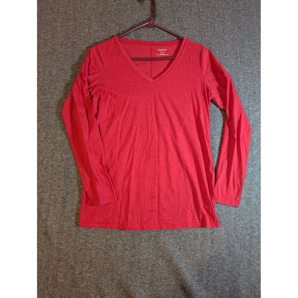 Lot Of 2 Motherhood Maternity Stretch Tops Long Sleeve Red/Red & Black